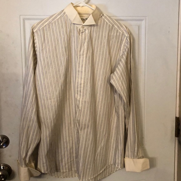 Christian Dior Other - Christian Dior Ivory/Silver Striped Dress Shirt